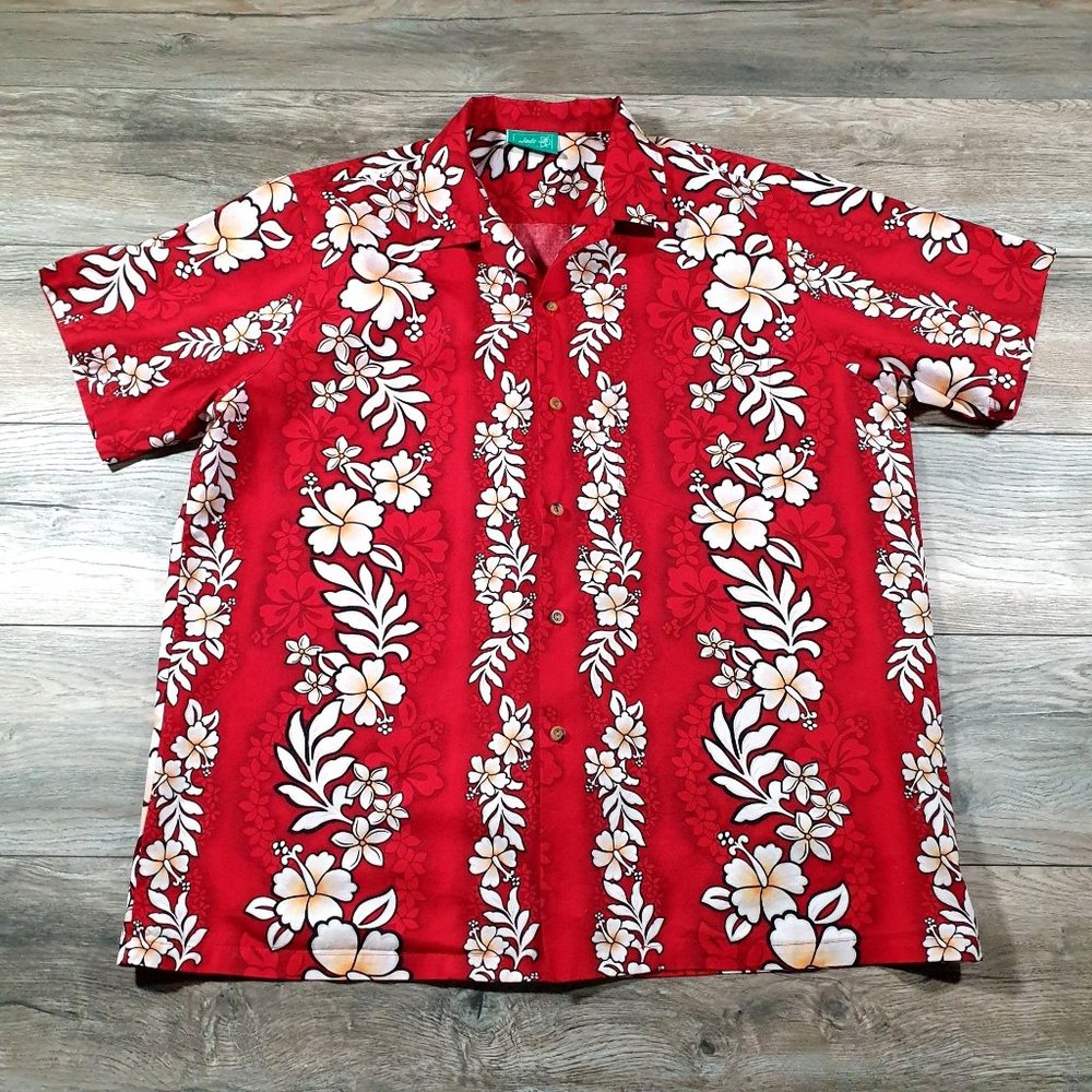 Jade Fashions Men XL Short Sleeve Shirt Hawaiian Floral Vacation Beach Casual